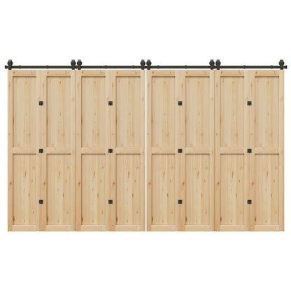 vidaXL Sliding Door Hardware Kit 366 cm Steel Black