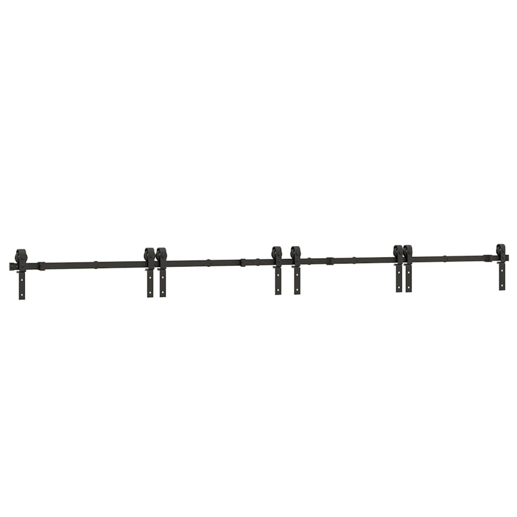 vidaXL Sliding Door Hardware Kit 366 cm Steel Black