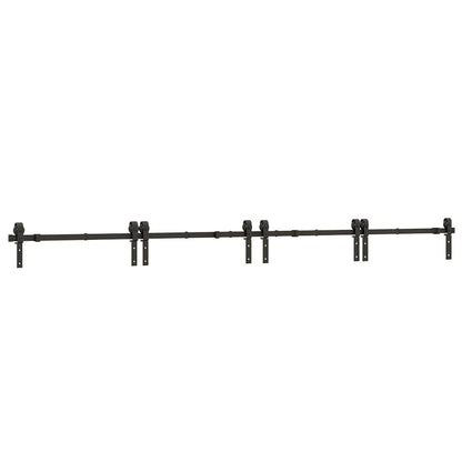 vidaXL Sliding Door Hardware Kit 366 cm Steel Black