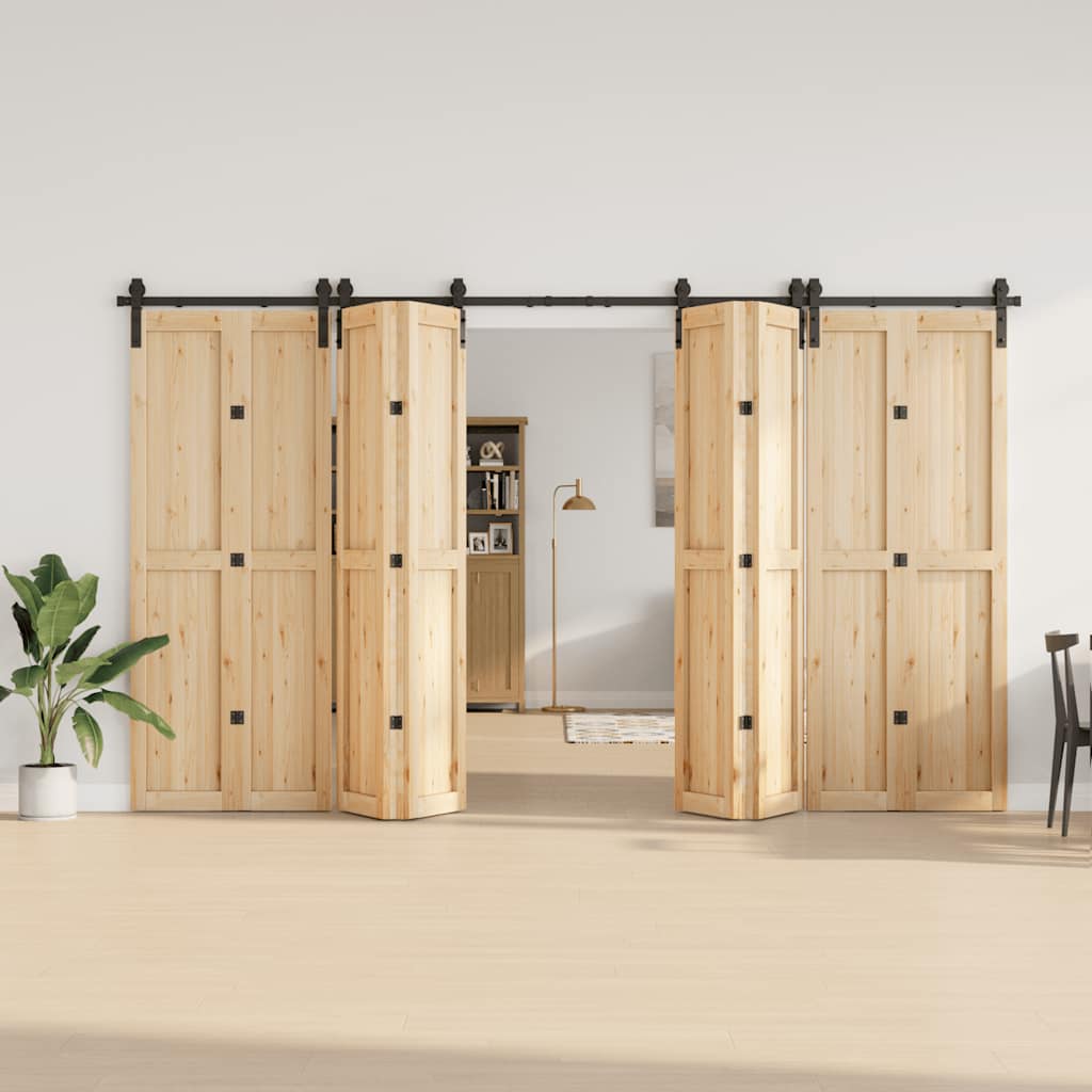 vidaXL Sliding Door Hardware Kit 366 cm Steel Black