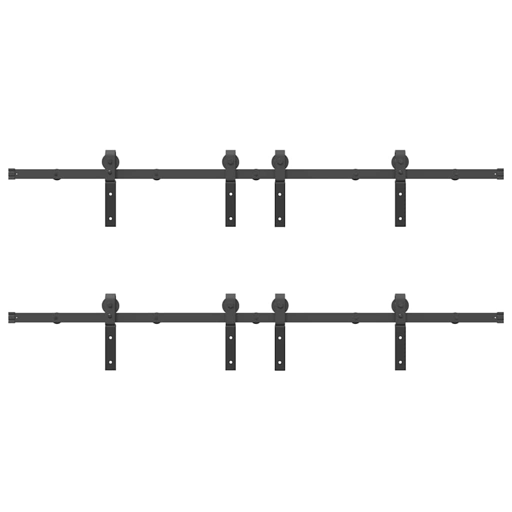 vidaXL Sliding Door Hardware Kit 366 cm Steel Black