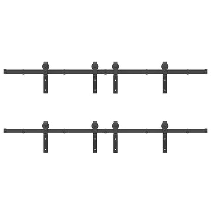 vidaXL Sliding Door Hardware Kit 366 cm Steel Black