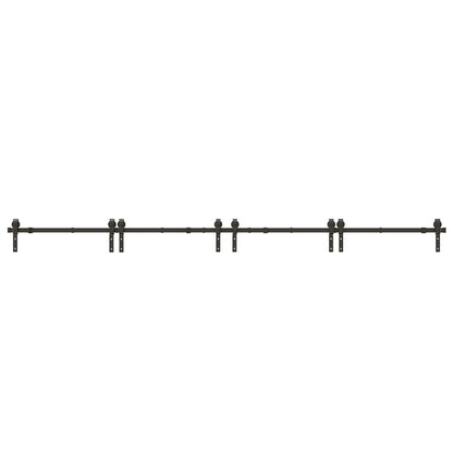 vidaXL Sliding Door Hardware Kit 366 cm Steel Black