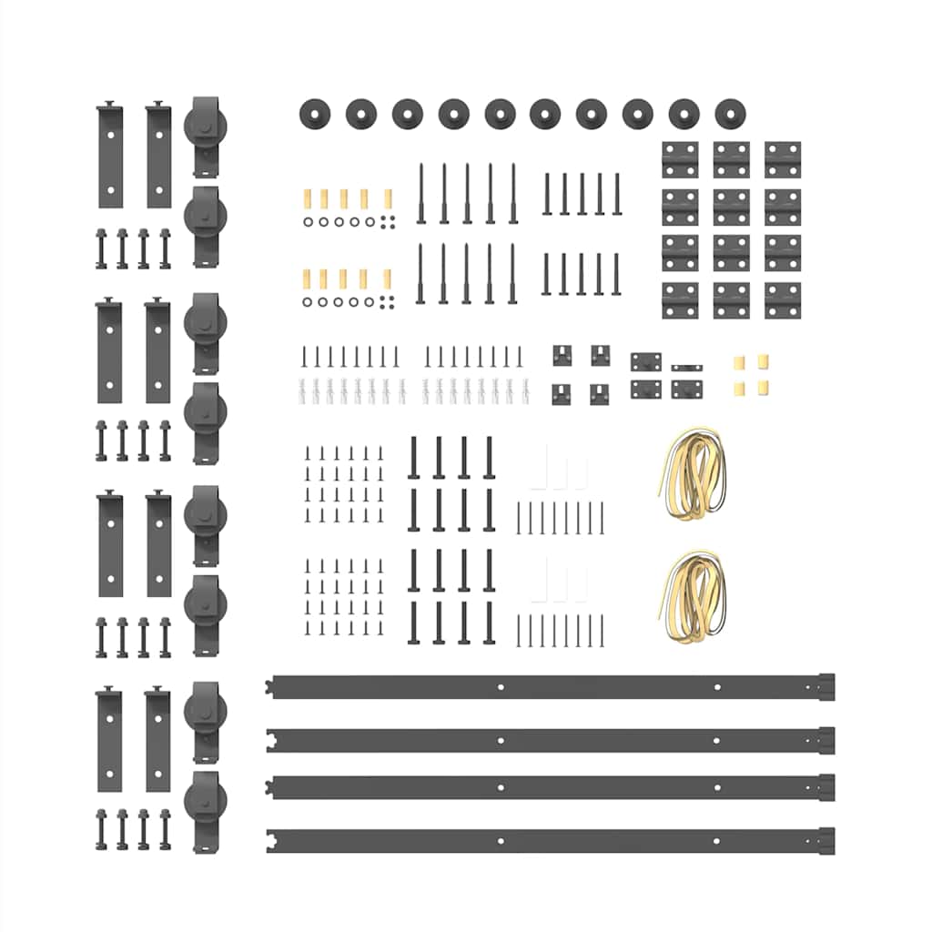 vidaXL Sliding Door Hardware Kit 366 cm Steel Black