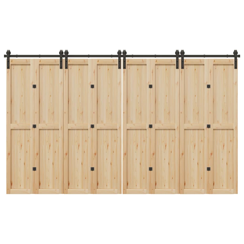 vidaXL Sliding Door Hardware Kit 366 cm Steel Black