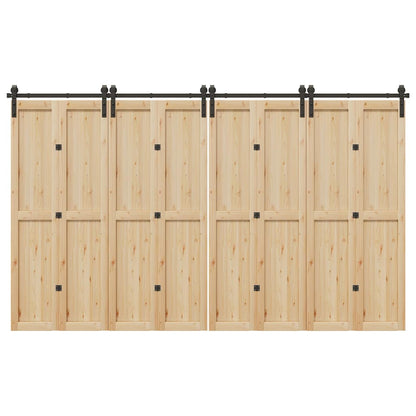 vidaXL Sliding Door Hardware Kit 366 cm Steel Black