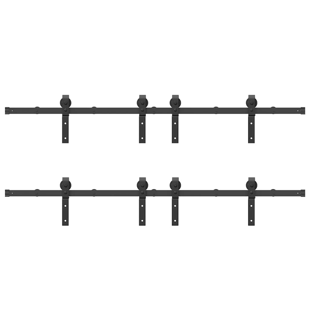 vidaXL Sliding Door Hardware Kit 400 cm Steel Black