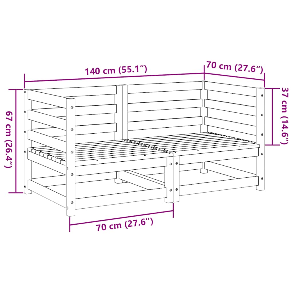 vidaXL 2 Piece Garden Sofa Set Solid Wood Pine