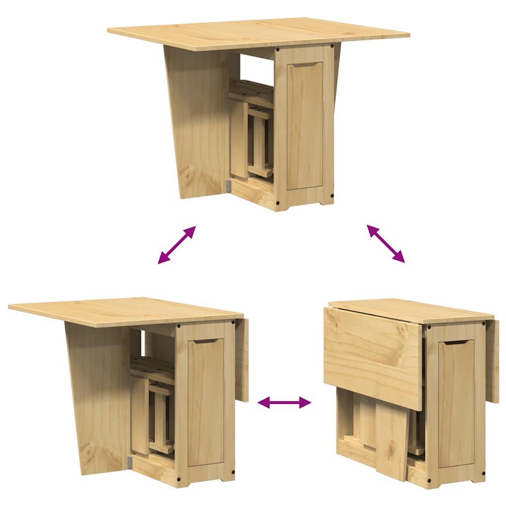 vidaXL 5 Piece Butterfly Dining Set "Corona" Foldable Wax Brown Pinewood