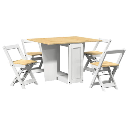 vidaXL 5 Piece Butterfly Dining Set "Corona" Foldable White Pinewood