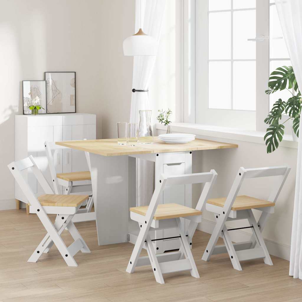 vidaXL 5 Piece Butterfly Dining Set "Corona" Foldable White Pinewood