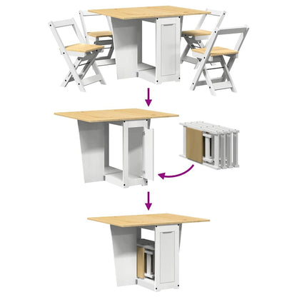 vidaXL 5 Piece Butterfly Dining Set "Corona" Foldable White Pinewood