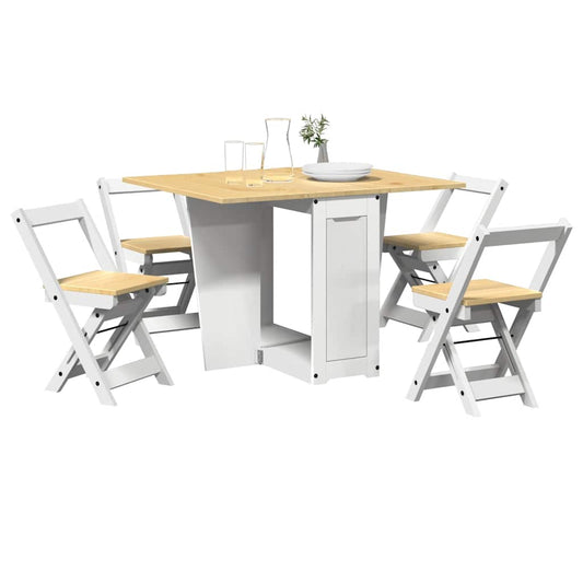 vidaXL 5 Piece Butterfly Dining Set "Corona" Foldable White Pinewood