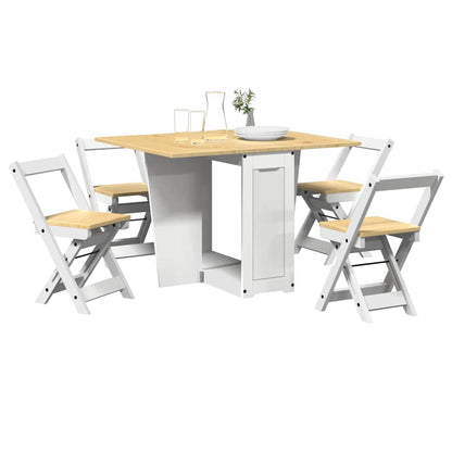 vidaXL 5 Piece Butterfly Dining Set "Corona" Foldable White Pinewood