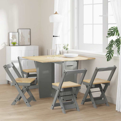 vidaXL 5 Piece Butterfly Dining Set Corona Foldable Grey Pinewood