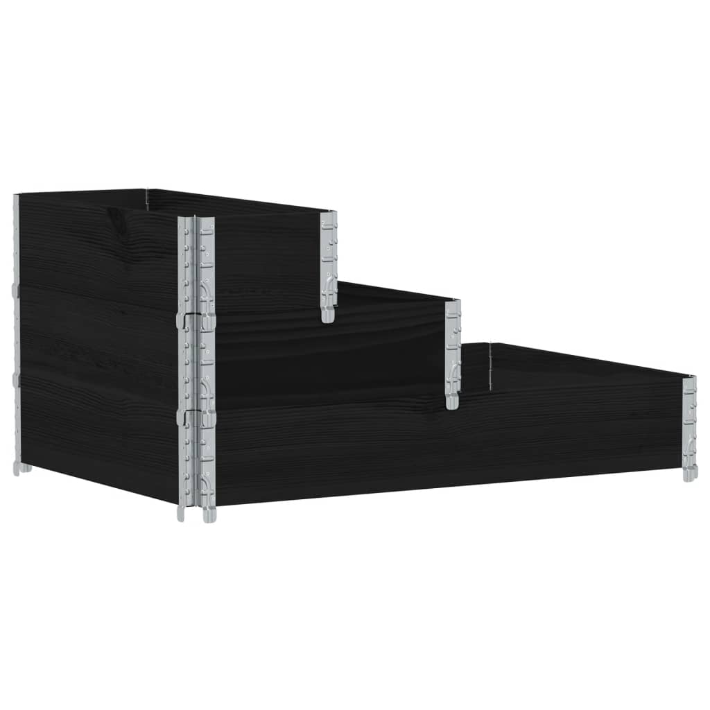 vidaXL 3-Tier Raised Bed Black 120x80 cm Solid Wood Pine