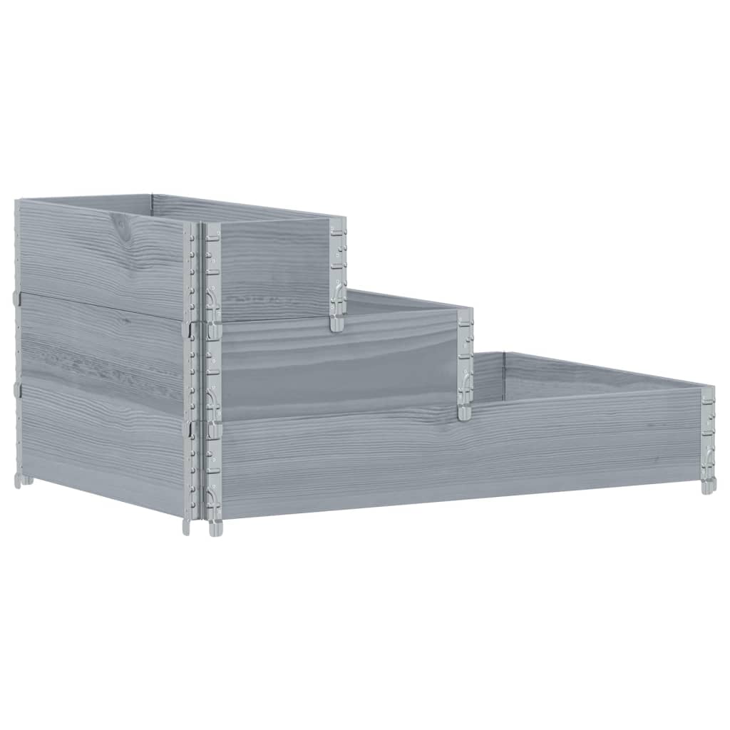 vidaXL 3-Tier Raised Bed Grey 120x80 cm Solid Wood Pine