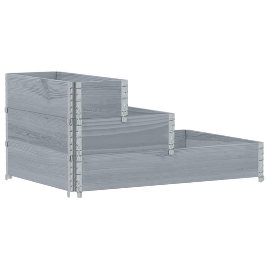 vidaXL 3-Tier Raised Bed Grey 120x80 cm Solid Wood Pine