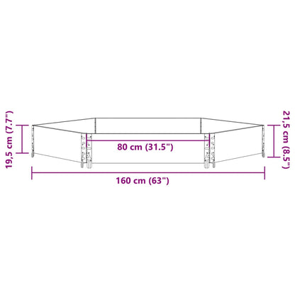 vidaXL Raised Bed Hexagon Black 160x160 cm Solid Wood Pine