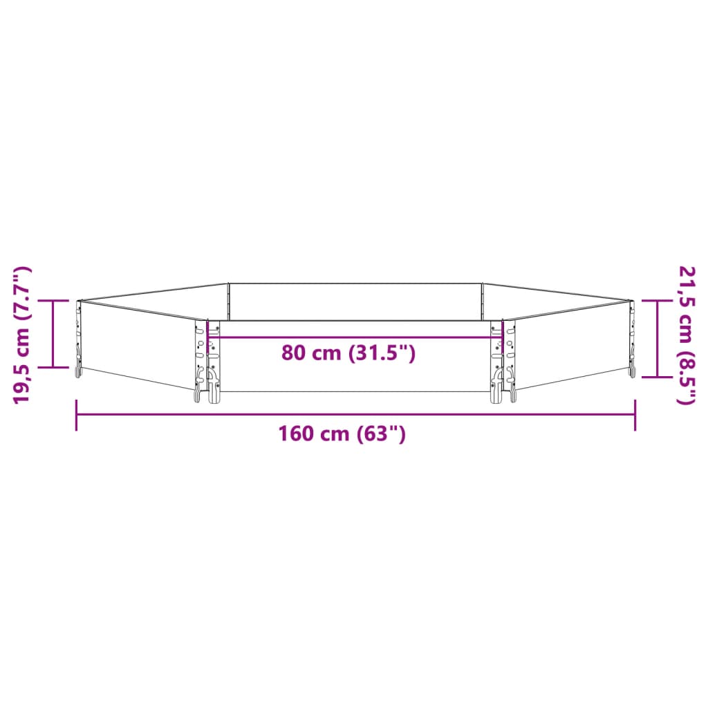 vidaXL Raised Bed Hexagon Grey 160x160 cm Solid Wood Pine