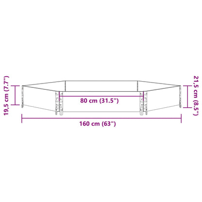 vidaXL Raised Bed Hexagon Brown 160x160 cm Solid Wood Pine