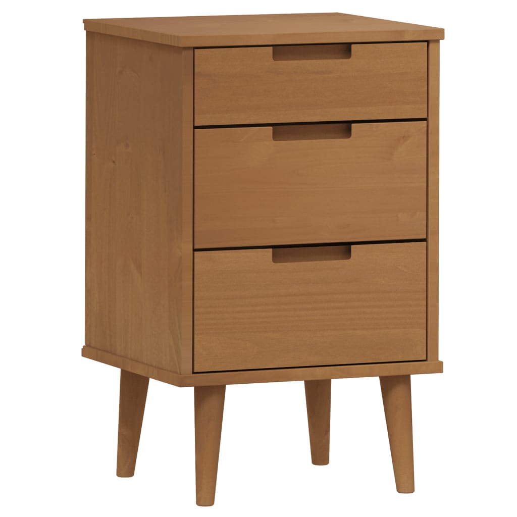vidaXL Bedside Cabinet MOLDE Brown 40x35x65 cm Solid Wood Pine