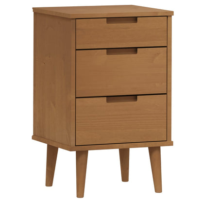 vidaXL Bedside Cabinet "MOLDE" Brown 40x35x65 cm Solid Wood Pine