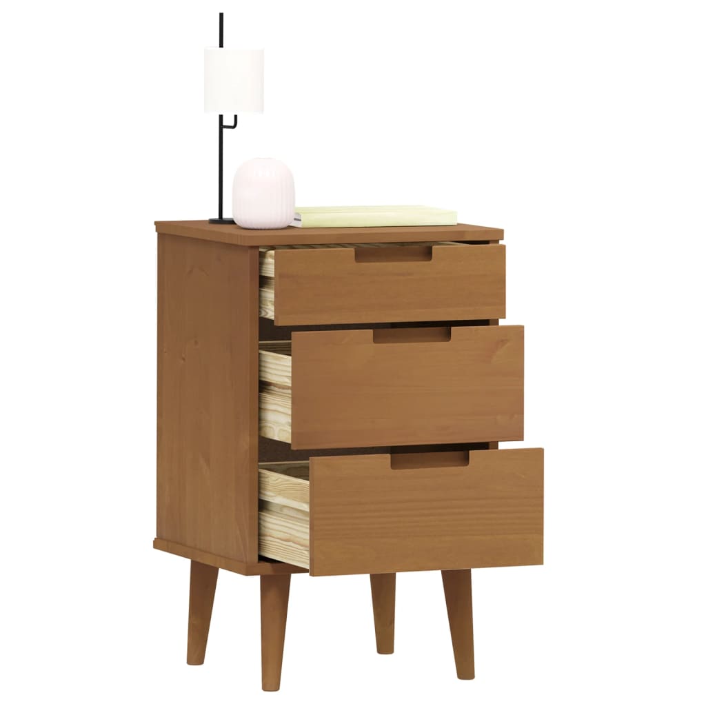 vidaXL Bedside Cabinet "MOLDE" Brown 40x35x65 cm Solid Wood Pine