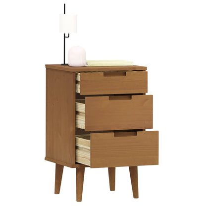 vidaXL Bedside Cabinet "MOLDE" Brown 40x35x65 cm Solid Wood Pine