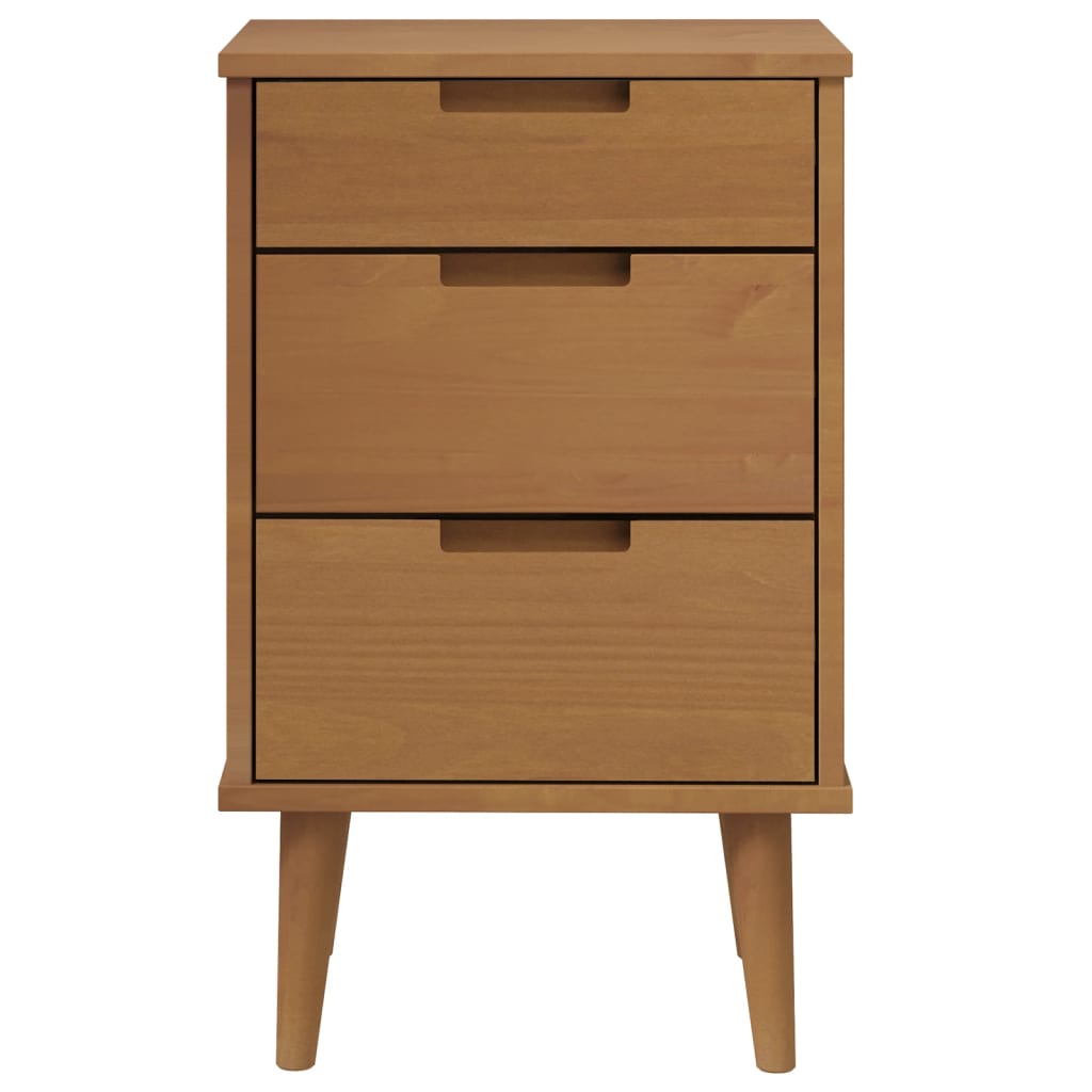 vidaXL Bedside Cabinet "MOLDE" Brown 40x35x65 cm Solid Wood Pine