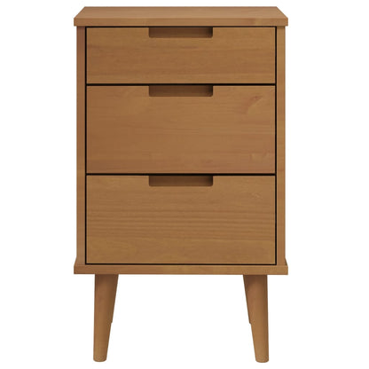 vidaXL Bedside Cabinet "MOLDE" Brown 40x35x65 cm Solid Wood Pine