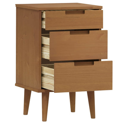 vidaXL Bedside Cabinet "MOLDE" Brown 40x35x65 cm Solid Wood Pine