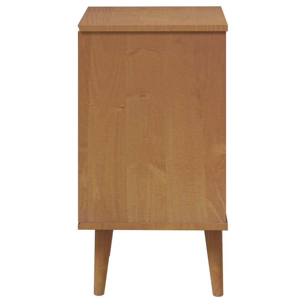 vidaXL Bedside Cabinet "MOLDE" Brown 40x35x65 cm Solid Wood Pine