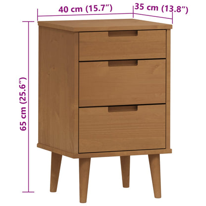 vidaXL Bedside Cabinet MOLDE Brown 40x35x65 cm Solid Wood Pine