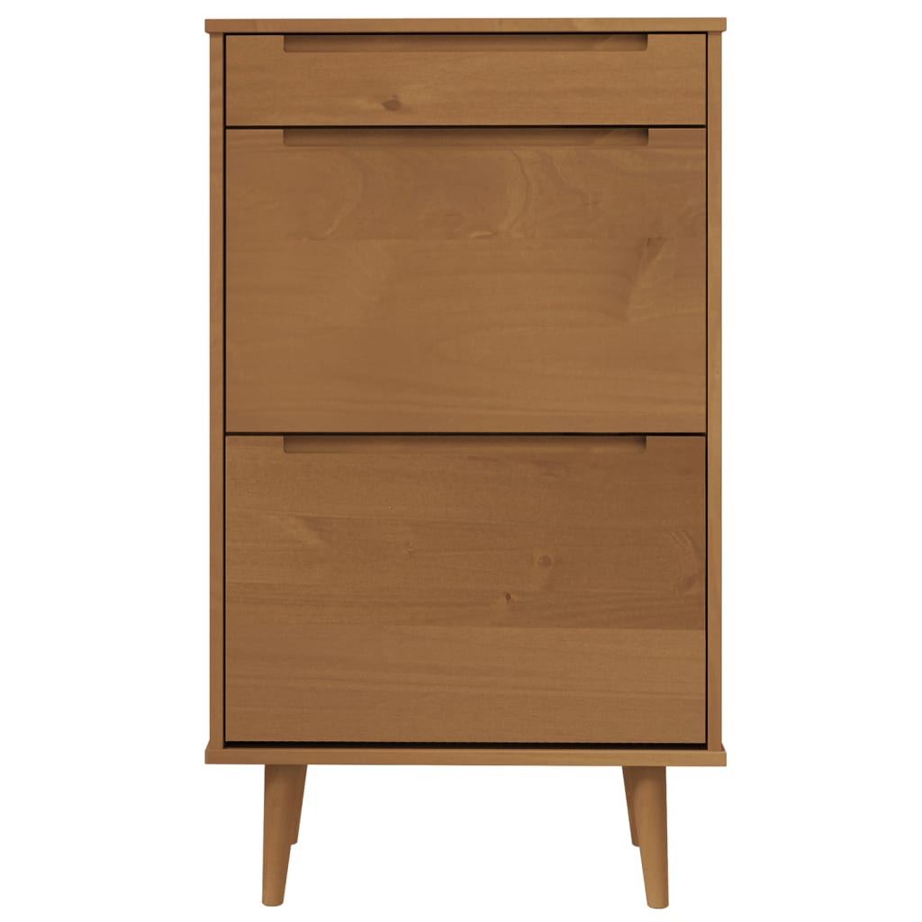 vidaXL Shoe Cabinet MOLDE Brown 59.5x35x103 cm Solid Wood Pine