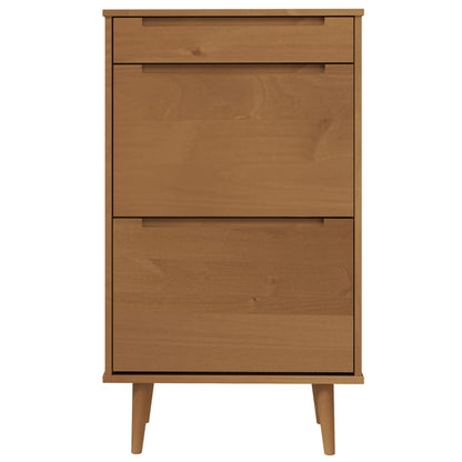 vidaXL Shoe Cabinet MOLDE Brown 59.5x35x103 cm Solid Wood Pine