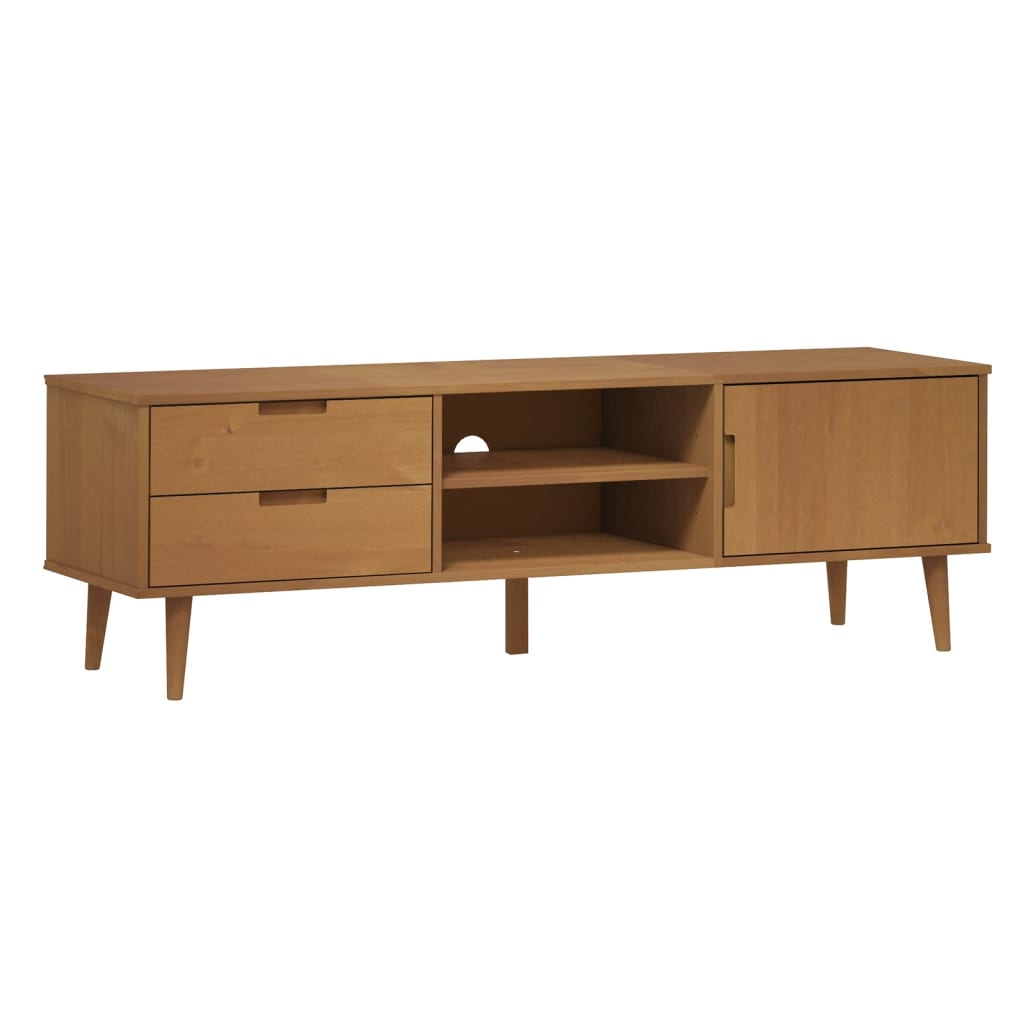 vidaXL TV Cabinet "MOLDE" Brown 158x40x49 cm Solid Wood Pine