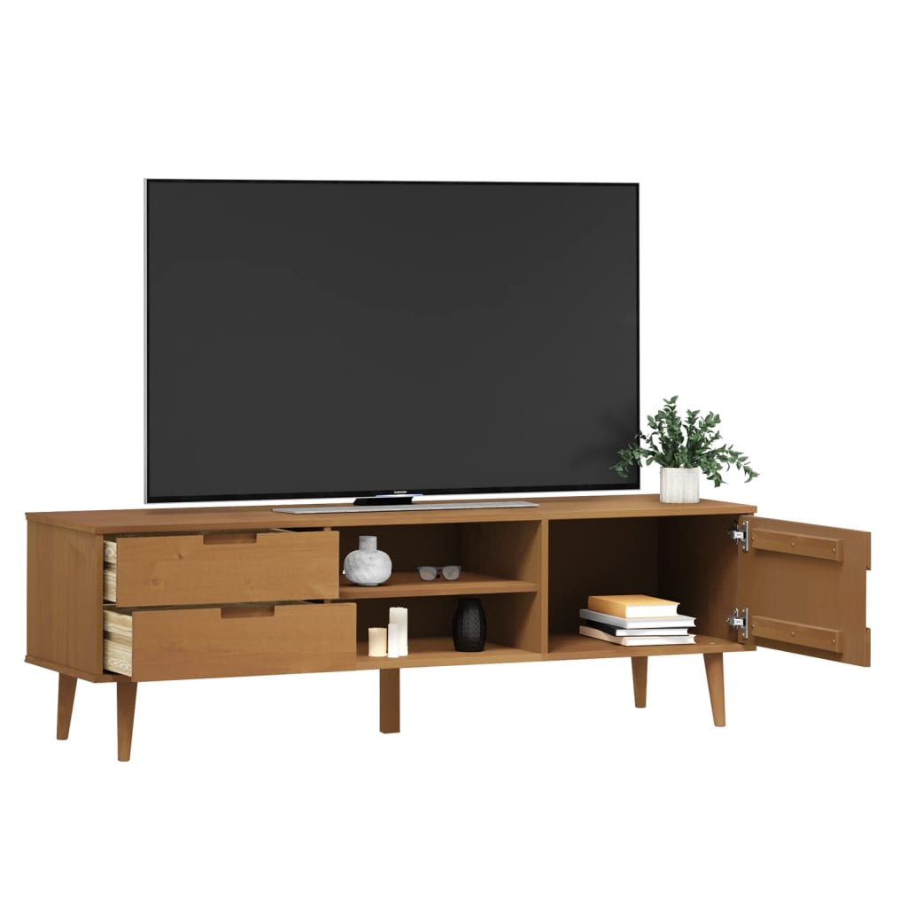 vidaXL TV Cabinet "MOLDE" Brown 158x40x49 cm Solid Wood Pine