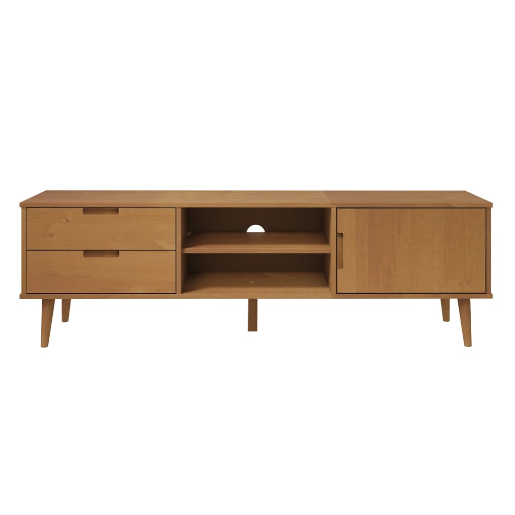 vidaXL TV Cabinet "MOLDE" Brown 158x40x49 cm Solid Wood Pine