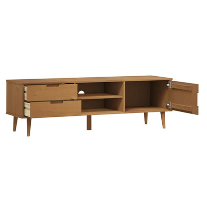 vidaXL TV Cabinet "MOLDE" Brown 158x40x49 cm Solid Wood Pine