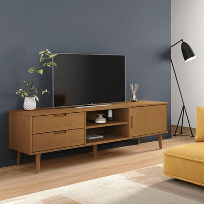 vidaXL TV Cabinet "MOLDE" Brown 158x40x49 cm Solid Wood Pine
