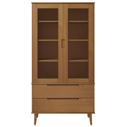 vidaXL Vitrine Cabinet MOLDE Brown 90x35x175 cm Solid Wood Pine