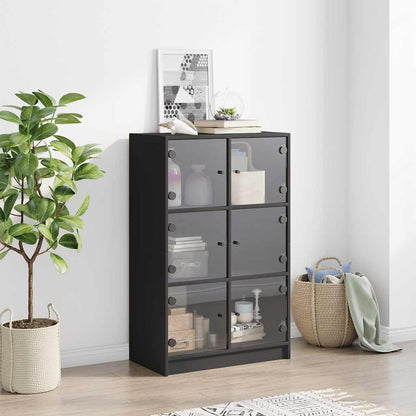 vidaXL Highboard with Doors Black 68x37x109 cm Engineered Wood