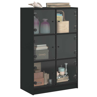vidaXL Highboard with Doors Black 68x37x109 cm Engineered Wood