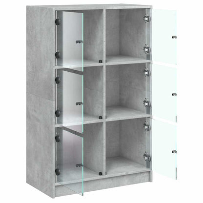 vidaXL Highboard with Doors Concrete Grey 68x37x109 cm Engineered Wood