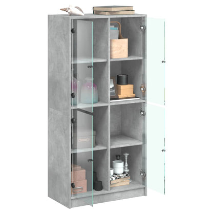 vidaXL Highboard with Doors Concrete Grey 68x37x142 cm Engineered Wood
