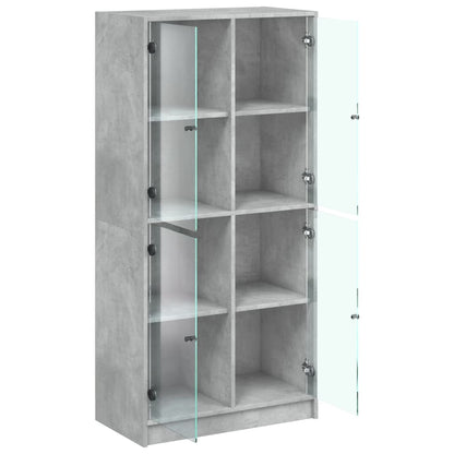 vidaXL Highboard with Doors Concrete Grey 68x37x142 cm Engineered Wood