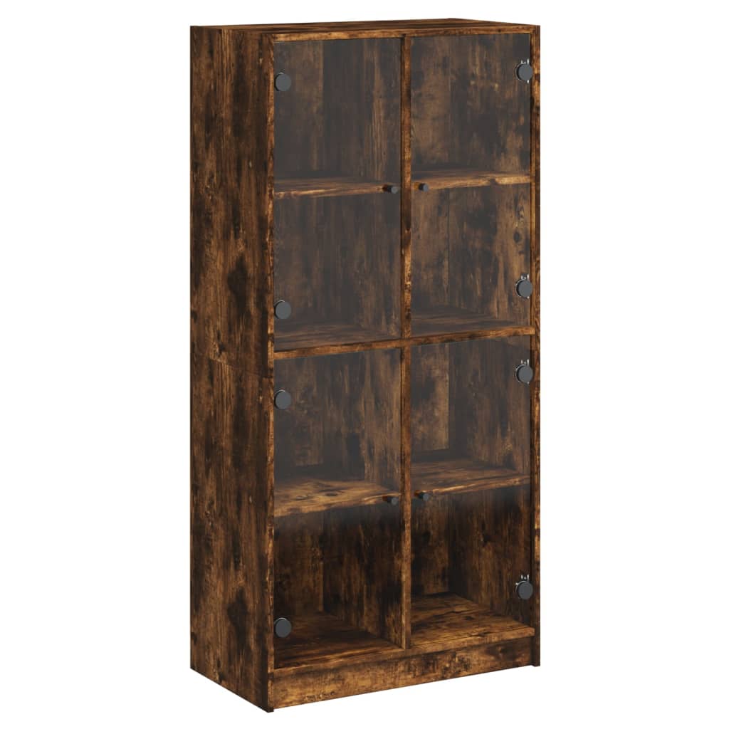 vidaXL Highboard with Doors Smoked Oak 68x37x142 cm Engineered Wood