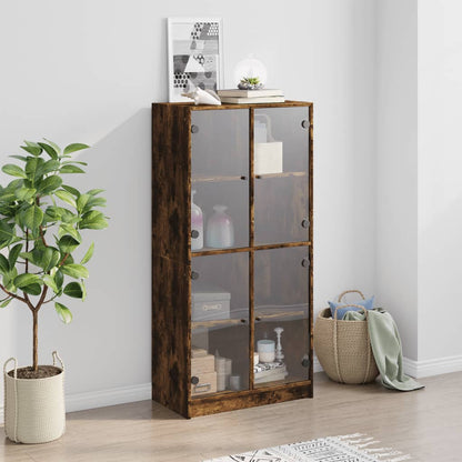 vidaXL Highboard with Doors Smoked Oak 68x37x142 cm Engineered Wood