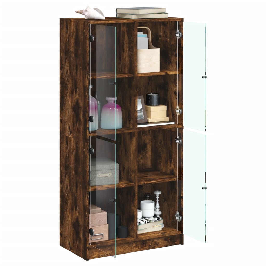 vidaXL Highboard with Doors Smoked Oak 68x37x142 cm Engineered Wood